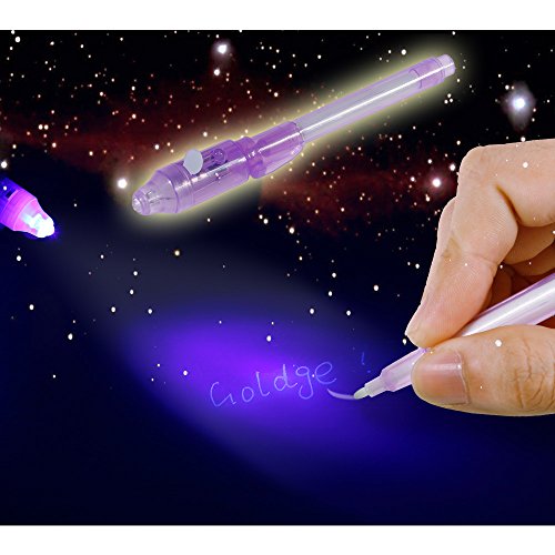 GOLDGE 7 Stück UV- Geheimstifte,Geheim Stift,unsichtbar schreiben,lesbar durch Licht,geheimstift Kinder