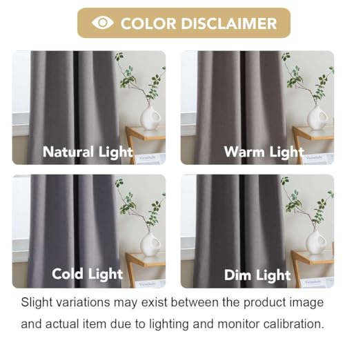 Image of H.VERSAILTEX 100% Blackout Curtains for Bedroom Thermal Insulated Linen Textured Curtains Heat and Full Light Blocking Drapes Living Room Curtains 2 Panel Sets, 52x108 - Inch, Grey