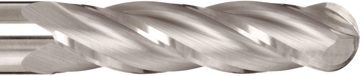Melin Tool CCMG-LB Carbide Ball Nose End Mill, Uncoated (Bright) Finish, 30 Deg Helix, 4 Flutes, 3