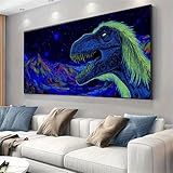 Malen nach Zahlen Erwachsene Großes Format 60x120cm, Karikatur Panorama DIY Malset Komplettset auf Leinwand, Ohne Rahmen Acryl Ölgemälde Malen nach Zahlen Dinosaurier, Geschenk für Frauen,w-214k