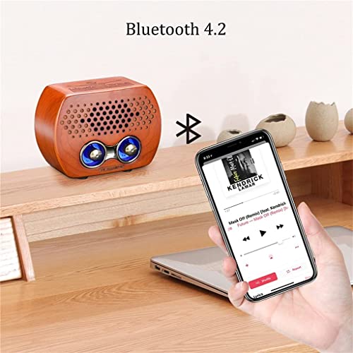Radio Retro Draagbare FM MP3 Radio Luidspreker met Bluetooth Hout Hifi Geluid TF Card Slot Oplaadbare Ouderwetse Klassieke Auto Audio(Color:Cherry Wooden) - Image 4