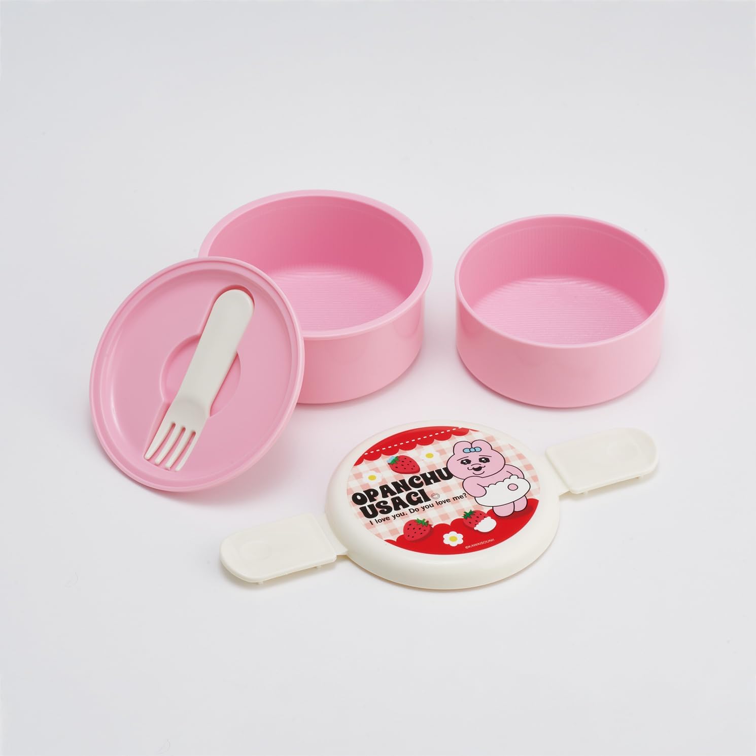 Skater ONWR1-A Round Lunch Box, 16.9 fl oz (500 ml), 2 Tiers with Fork, Made in Japan
