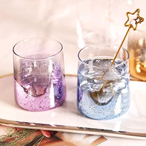 Glass Cups Drinking Glasses Household Stemless Wine Glasses Drinking Glassware Clear Colored Wine Glass For Water Juice Beer Party Drinking Glasses (Color : Blue)