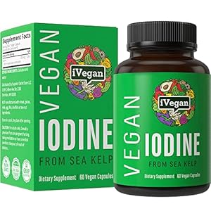 iVegan Raw Whole Food Iodine Pills from Kelp. Thyroid Support Supplement Great for Energy and Immune Boost. Potassium…