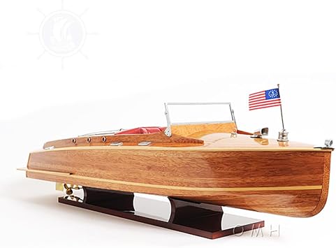 Old Modern Handicrafts Chris Craft Runabout with Display Case - Fully Assembled Model Ship with Display Case Equipped with Fine Plexiglass Panels - 37.5 L x 14 W x 15 H inches