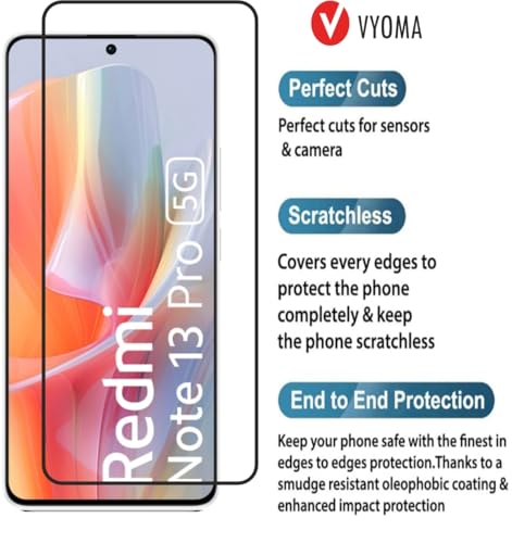 Image of VYOMA Gorilla Tempered Glass Compatible For Redmi Note 13 Pro /Poco F6 /Poco F6 Pro /Poco X6 /Poco X6 Pro (Black) Edge To Edge Coverage With Easy Installation Kit