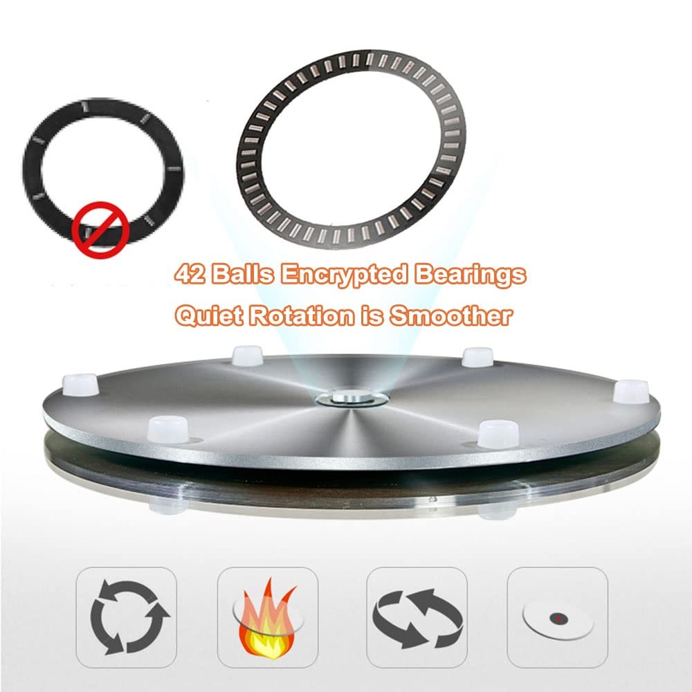 Vassoio Girevole in Vetro temperato da 8 mm 60/70/80/90/100 cm Piatto Girevole Lazy Susan Trasparente, Piatto Girevole da Tavolo con Cuscinetti silenziosi, capacità di carico 440 Ib/220 kg (