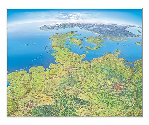 Panoramakarte Norddeutschland, einseitig laminiert: Poster