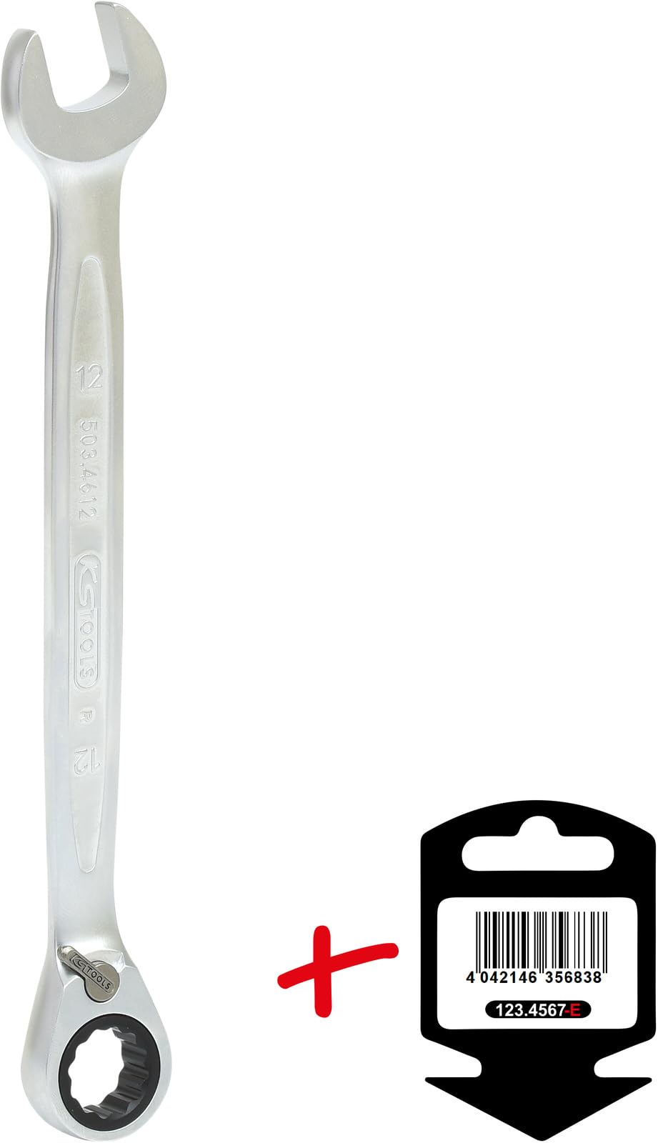 KS Tools 503.4612-E GEAR+ Klucz plasko-oczkowy z grzechotka, przelaczany, 12mm, na zawieszkach na haku