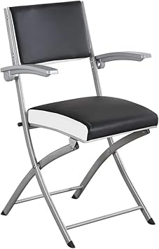 ZRG Folding Office Chair, Comfortable Event Black Lightweight Rocker Chairs Steel Frame Upholstered Premium Fabric Seat Ergonomic Camping Chair Double Brace 330-Pound Capacity 1 Piece