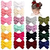 Picture of Oaoleer 40Pcs 3.5Inch Hair Bows for Toddler Girls, Velvet Neutral Pigtail Bows Alligator Clips Hair Barrettes Accessories for Baby Little Girls Kids in Pairs