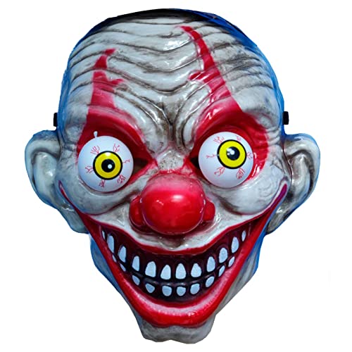 Acan Tradineur - Máscara de palhaço com olhos saltões - feita de plástico - complemento para fantasias de Halloween, carnaval - 25 x 23 x 12 cm