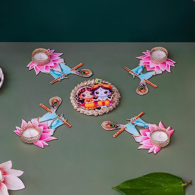 Bougeoirs décoratifs antiques Rongali le cadeau idéal pour célébrer Diwali et Radha Krishna