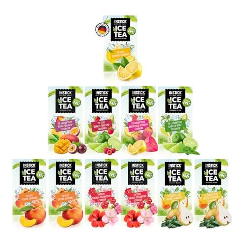 INSTICK Ice Tea | Zuckerfreies Instant-Getränk | Bundle S Eistee | 11x12 Sticks - 1 Stick für 0,5-1 L | Getränkepulver - vegan, kalorienarm, mit Vitamin C, aromatisiert
