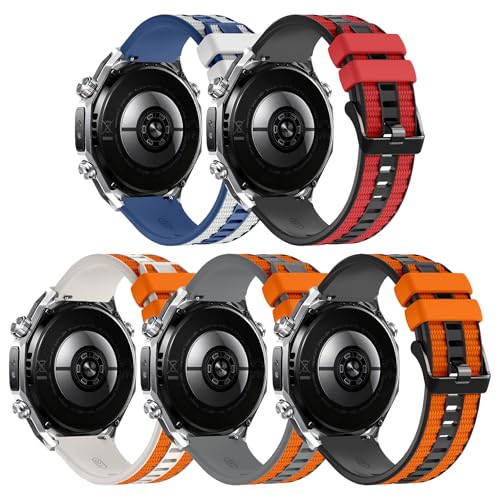 ExtraFortunato 22mm �����p�o���h Huawei Watch Ultimate 2�Ή� �\�t�g�V���R���X�g���b�v Huawei Watch GT 6 5 4 46mm J�p (5�p�b�N)