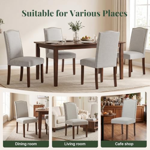 HAPPYMONT Dining Chairs Set of 6, Fabric Kitchen Chair for Living Room by HAPPYMONT - Used condition - Image 6