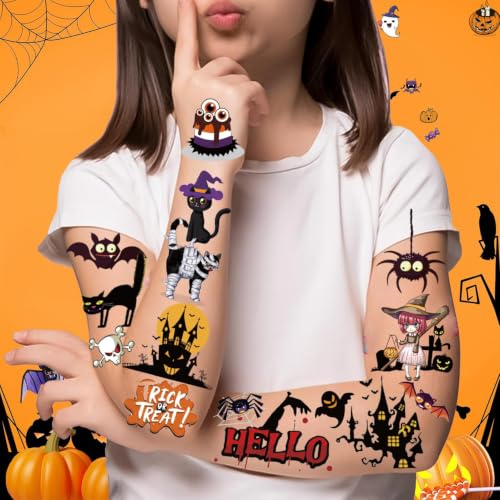 166Pcs Halloween Party Favors - Cute Halloween Tattoos，Goodie Bag Stuffers, Halloween Decor Indoor, 4 Sheets Halloween Tattoos, Halloween Decorations Gifts for Party & Cosplay - image 6