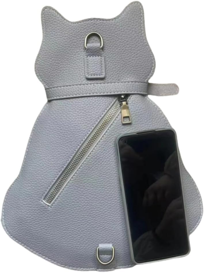 IAMUHI Novely Cat Shaped Sling Handbags Faux Leather Cross Chest Shoulder Bag Purse for Women