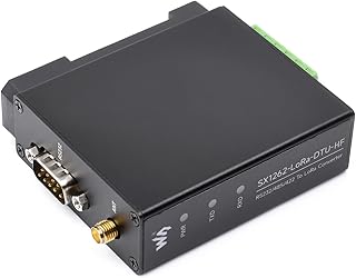 Waveshare Rail-Mount SX1262 LoRa Data Transfer Unit, RS232/RS485/RS422 to LoRa, Suit for Sub-GH, HF version, Applicable to Europe/North America/Oceania
