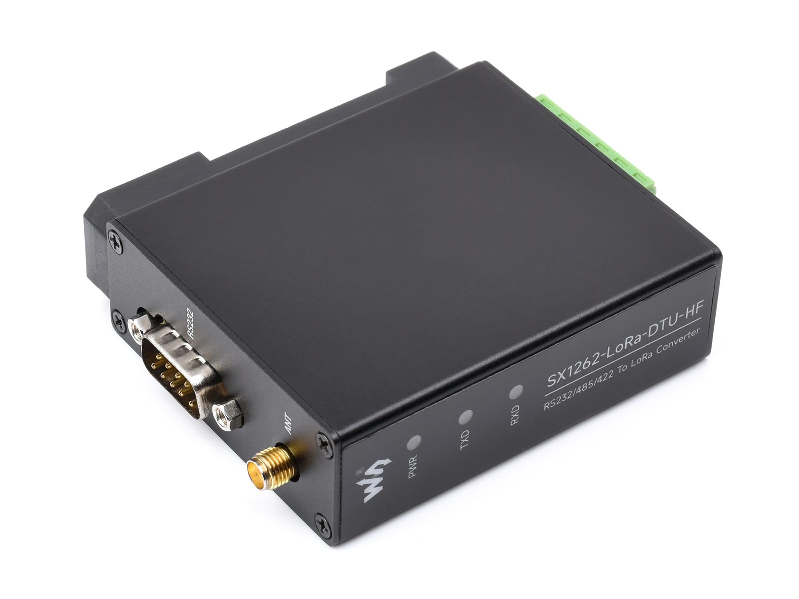 Waveshare Rail-Mount SX1262 LoRa Data Transfer Unit, RS232/RS485/RS422 to LoRa, Suit for Sub-GH, HF version, Applicable to Europe/North America/Oceania