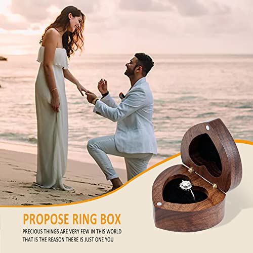 Hmgf Wood Black Walnut Wedding Ring Box Velvet Soft Interior Jewelry Chest Organizer Earrings Jewelry Wooden Presentation Ring Box #TOP1