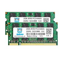 Motoeagle 4GB Kit (2x2GB) DDR2 800 PC2 6400 6400S 2GB SODIMM 200-Pin 1,8V CL6 Non-ECC Unbuffered Notizbuch Arbeitsspeicher – Ansicht 1