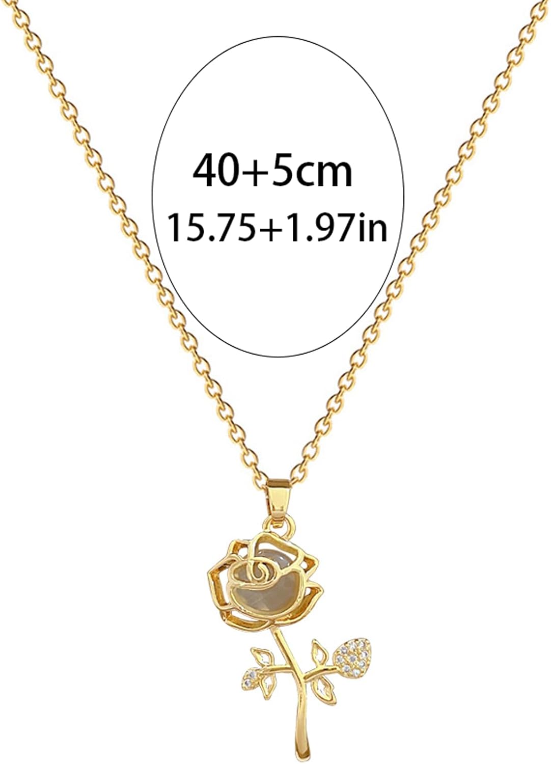 Rose Flower Cross Necklace for Women Red Rose Pendant Necklace Shiny Cubic Zirconia Rose Flower Necklaces Trendy Jewelry Gifts - Image 3