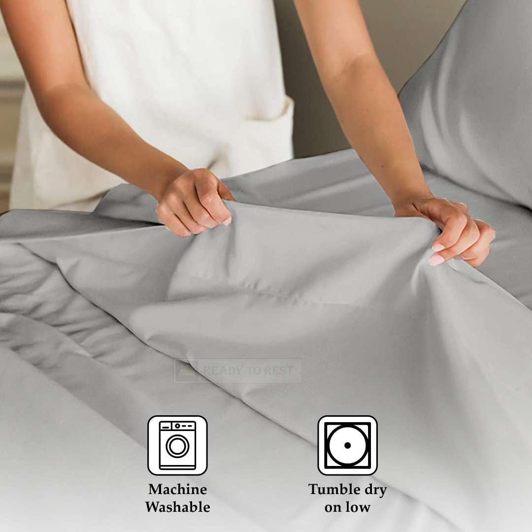 Ready To Rest 100% Egyptian Cotton Split Queen Sheets Sets for Adjustable Bed 5 Piece, Fits Mattress Upto 16" Deep, Hotel Luxury, Ultra Soft, Cooling Bed Sheets, Silver Grey Solid