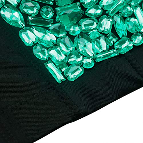 Image of Charmian Women's Colorful Rhinestone Push Up Bra Clubwear Bustier Crop Top | Underwire Padded Bra, Detachable Shoulder Straps, Plastic Boned