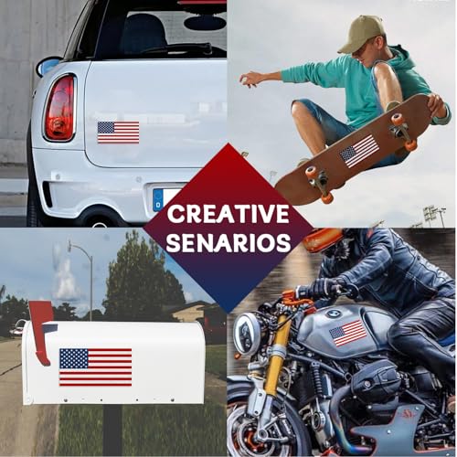 Image of 4 Pcs Reflective American Flag Stickers, 5x3 Inches American Flag Decal, Waterproof American Flag Sticker Decals for Car Bumper, Motorcycle, Truck, Window