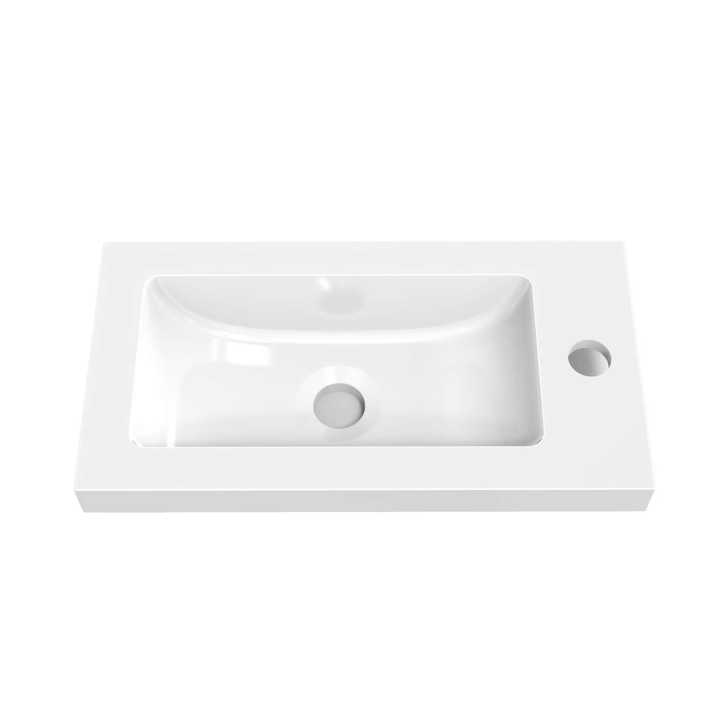 AICA sanitaire Meuble Lave-Mains Moderne à Suspendre avec lavabo, Meuble de Rangement avec Une Porte et 2 étagères 45cm / Blanc