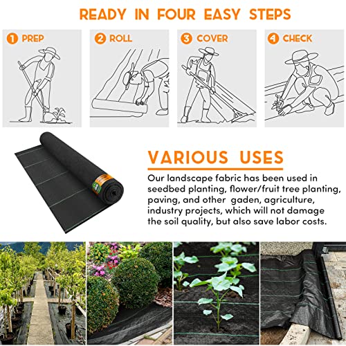 image for LAVEVE 3FT x 50FT Weed Barrier Landscape Fabric, 3.2oz Premium Heavy D