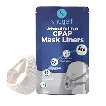 Snugell CPAP Mask Liners Full-Face 4-Pack   White   Soft Cotton Fabric CPAP Skin Protector for Universal Fit   Reduces Skin Irritation, Air Leaks   Reusable & Washable for 6-Month Supply