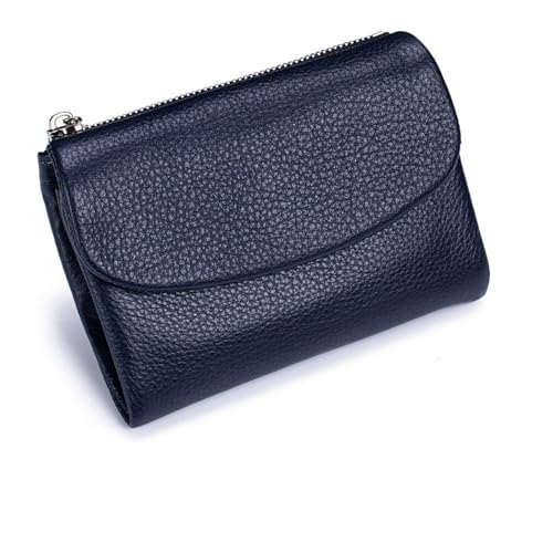 Unisex Pebble Leather Wallet, Small Wallets for Women, Women's Genuine Leather Coin Purse with Credit Card Holder, Coin Holder & Cash Slots, Genuine Leather Wallet for Women (Dark Blue)