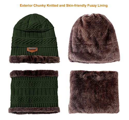Image of Winter Beanie Scarf for Boys Girls (5-12 Years) Hats Circle Scarf Kids Slouchy Skull Cap