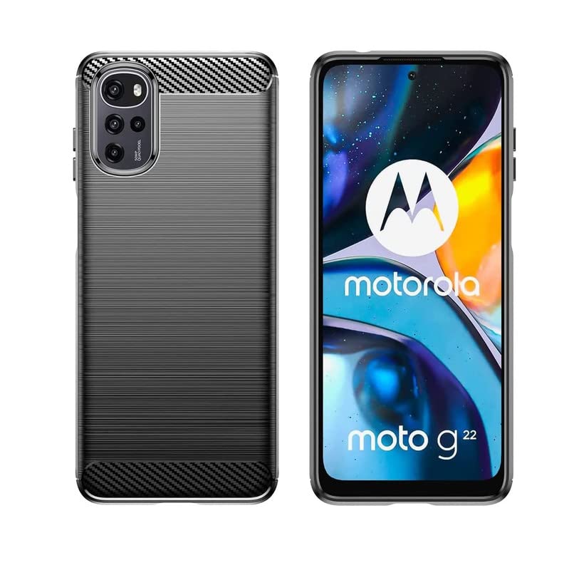Image of NPRC Hybrid Ultra Slim Protective Case TPU Non-Slip Carbon Fiber Texture Shockproof Case Cover for Moto G22 - Black