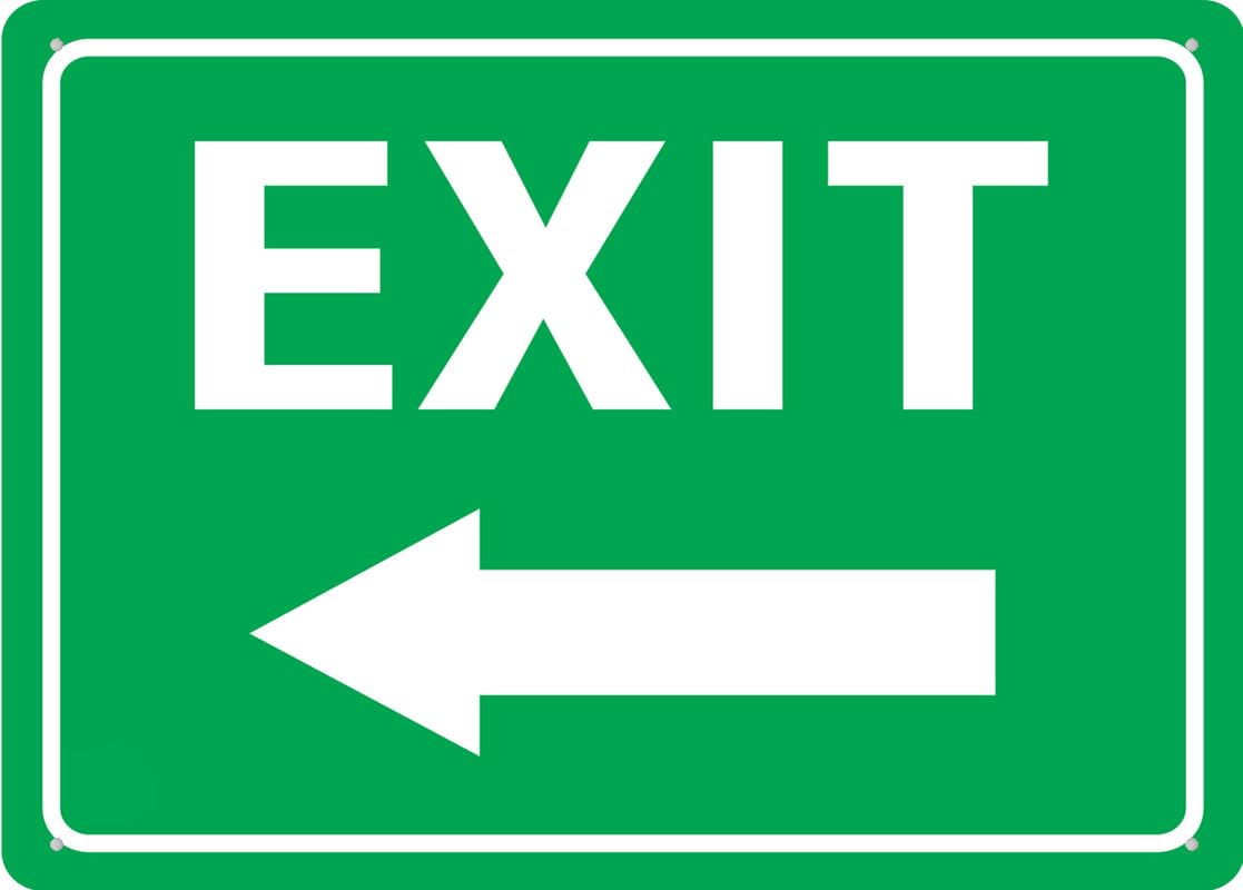 Exit Sign Left Arrow 8x12 Inches Metal Metal Aluminum Tin Sign Signs, Weather Resistant, Weatherproof, Indoor Or Outdoor