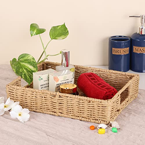 AKWAY Wicker Seagrass Water Hyacinth Kauna Grass Serving Round Tray Serving Tray For Home|Dining Table Decorative Trays|Serving Tray|Platter With Handles Diwali Or Deepawali Gifts|11"X8"X3",Beige (B09HP2DJ86) Amazon Price History, Amazon Price Tracker