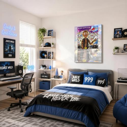 Image of Juice WRLD Canvas Wall Art, Rapper Collage Poster Print, Hip Hop Music Artwork for Bedroom Studio Gaming Room Decor, Vibrant Album Cover Picture Print Framed Music Wall Painting 11X14 inch