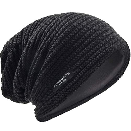 VECRY Men's Slouchy Beanie Knit Crochet Rasta Cap for Summer Winter (Dark Grey)