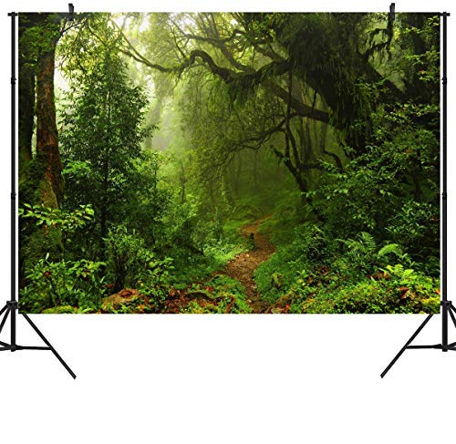 9x6FT Jungle Forest Photography Backdrops Tropical Rainforest Natural Scenery Background Camping Themed Baby Shower Kids Adult Wedding Decoration Photo Booth Props