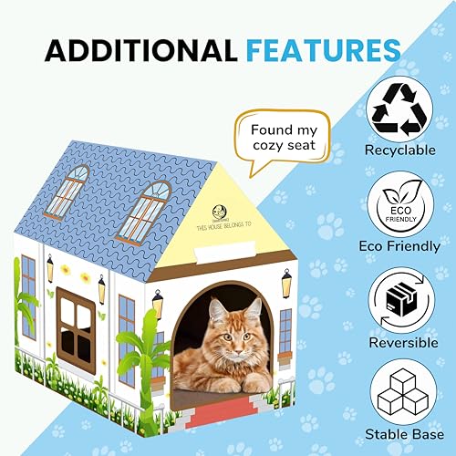 Image of Foodie Puppies Cardboard Scratch Pads with Catnip for Cats and Kittens - (Cottage Scratcher) | Cat Play House for Indoor, Cats Corrugated Scratcher Box for Furniture Protection