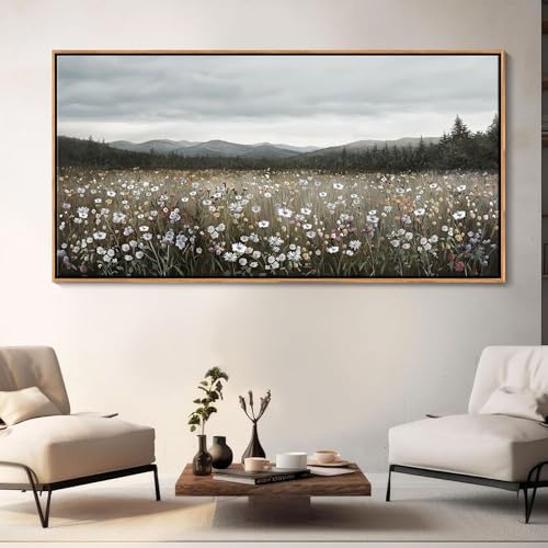 HGUAOA Vintage Framed Floral Landscape Wall Art for Living Room