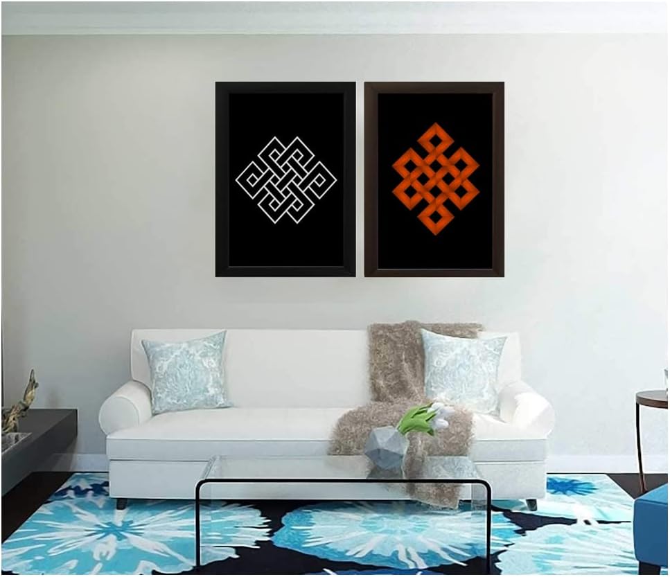 ORIGINAL ENDLESS KNOT PAIR | Aditya Gift Gallery / 2 peice Eternal Or The Endless Knot Poster With Frame For Business Growth/VASTU DOSH/A4 Size/8x12 INCH