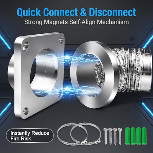 Image of Magnetic Dryer Vent Coupling Kit DV180 Airtight Seal，2.6ft 4 inch Duct and two Clamps for Tight Spaces | Quick Connection and Disconnection, Quick-Installation, Improves Airflow & Safety