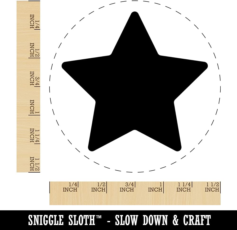 Star Shape Excellent Self-Inking Rubber Stamp Ink Stamper for Stamping Crafting Planners - 1-1/2 Inch Large - Red Ink