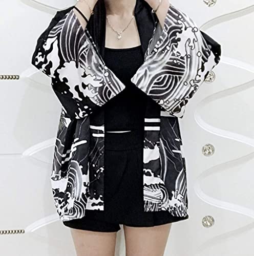 Image of LAI MENG FIVE CATS Women's Floral Print Loose Blouse Japanese Kimono Tops | Puff Sleeve,Cover up Top,Casual Cute Tops,Summer Cardigans 2026