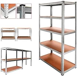 Aremsa Estanterias OcioDual Estanteria Metalica Galvanizada 875kg 5 Baldas 180 x 90 x 40cm Ideal para Hogar, Garaje, Cocina, Multiusos, Almacenamiento Divisible Sin Tornillos