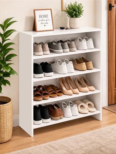 Image of Enigmatic Woodworks Wooden Shoe Rack for Home, Shoes Chappal Slippers Organizer Stand, Small Shoerack Organiser DIY (Do it Yourself) (SR-5T White)