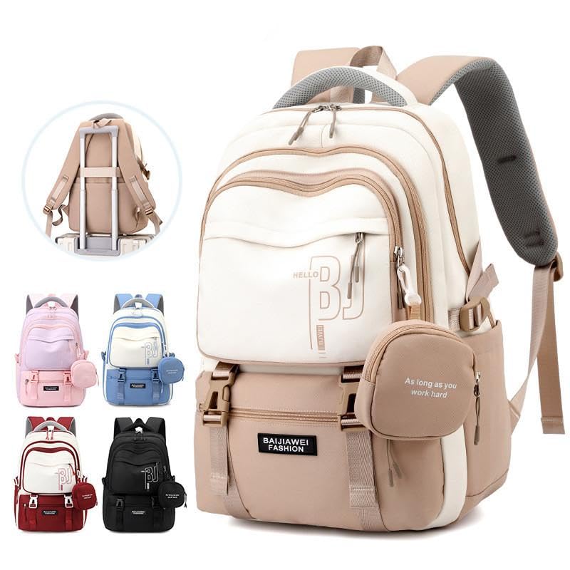 Image of TS WITH TECHSUN College Laptop Backpack for Women & Teens with Zipper Pouch | School Bag for Girls 13-14 Years | 18 Inch Book Backpack | Travel School Bag, Tuition, Coaching